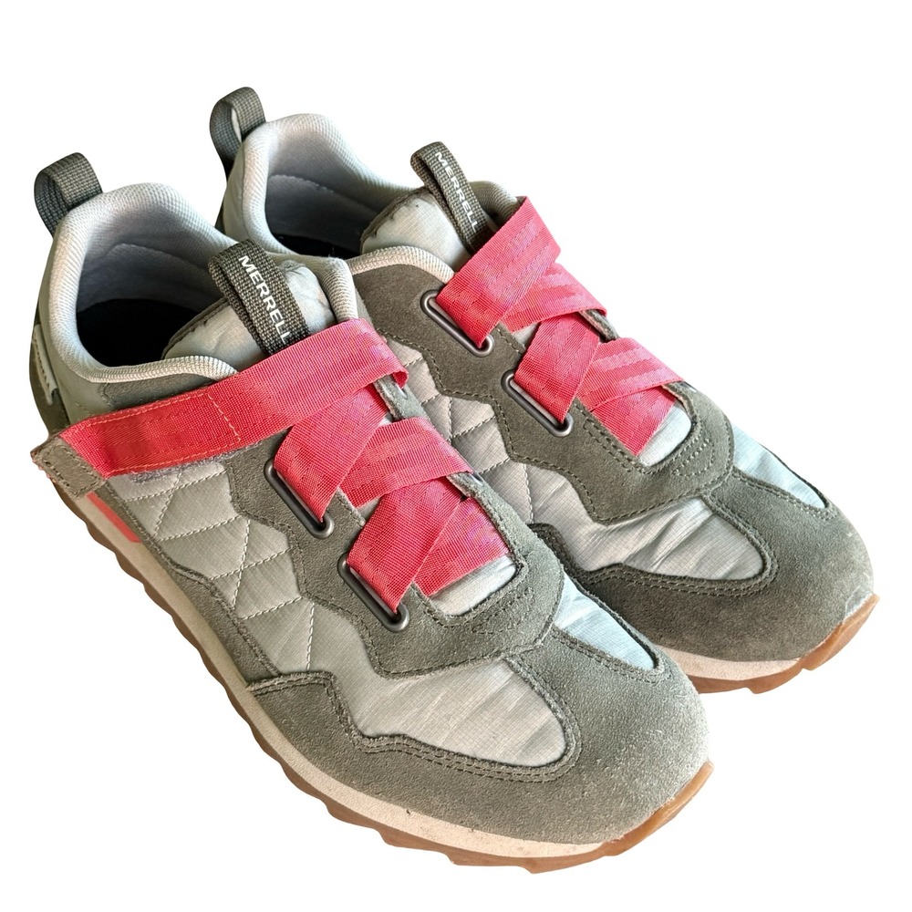 Merrell Alpine Strap Olive Pink Quilted Suede Hiker Sneakers J95390 Womens 8.5